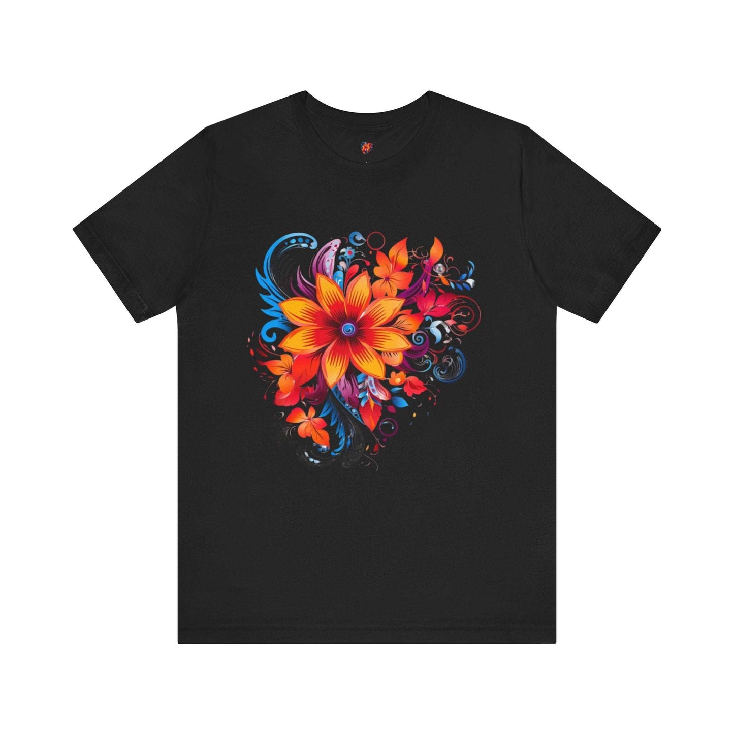 Vibrant Floral Art Jersey Tee for Nature Lovers