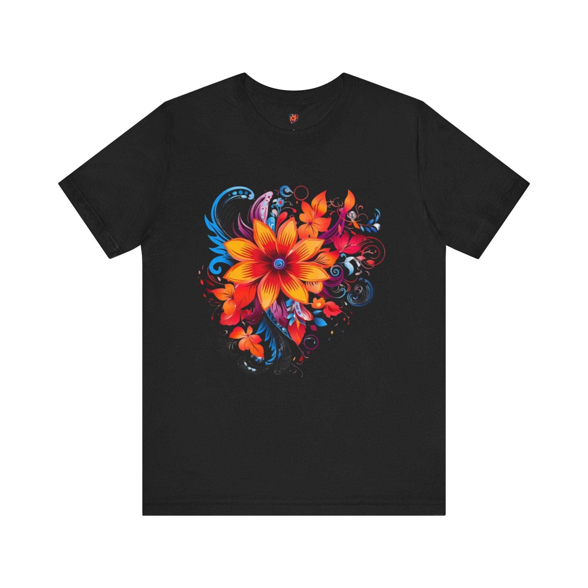 Vibrant Floral Art Jersey Tee for Nature Lovers