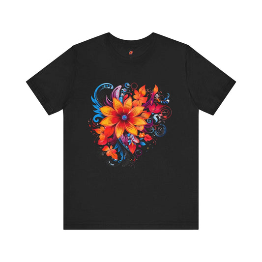 Vibrant Floral Art Jersey Tee for Nature Lovers